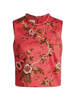 Молодёжный хлопковый сатиновый топ без рукавов Cara Mackenzie с цветочным узором и застёжкой на молнию 11029919