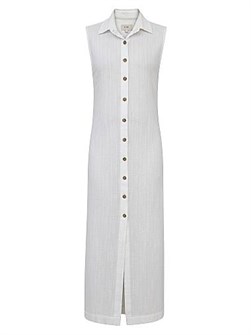 Dl1961 Макси-платье Ilana с длинным рукавом, острым воротником и пуговичной застежкой из 100% хлопка 11015051