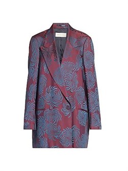 Двубортный жаккардовый жакет от Dries Van Noten с расклешённым кроем и длинными рукавами 11013915