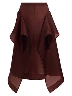 Уникальная шелковая миди-юбка с драпировкой Nina от Khaite, 100% шелк, молочный цвет 11009929