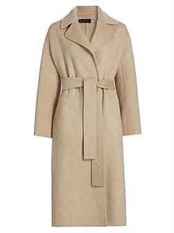Пальто из 100% шерсти мериноса Nili Lotan Jarel с длинными рукавами и поясом 11018761