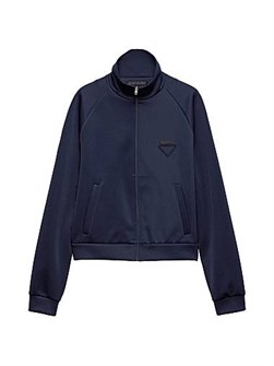 Приталенная куртка Prada из технической ткани с застежкой-молнией, длинными рукавами и стоячим воротником 11013455