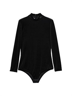 Приталенный вельветовый бодис с высоким воротом Prada, 35% хлопка, 65% шёлка, производство Италия 11028039