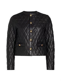 Кожаная ретро куртка Nili Lotan Amy с классической стеганой отделкой и золотыми пуговицами 11009961