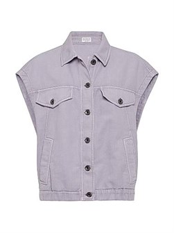 Жилет из хлопка и льна с четырьмя карманами от Brunello Cucinelli, отделка монели, произведен в Италии 11029833