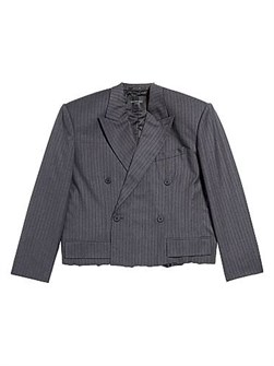 Укороченный шерстяной пиджак Balenciaga в полоску для унисекса с плечевыми накладками и двойной застёжкой 11016234