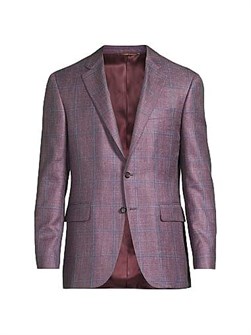 Элегантный пиджак Canali из шерсти, шелка и льна с клетчатым узором, Италия 11023123