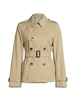 Двубортное тренч-пальто Burberry с поясом, со стильным широким воротником, 65% полиэстер, 35% хлопок 11024626