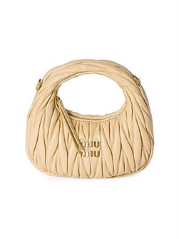 Miu Miu Мини-сумка через плечо Wander из стеганой овечьей кожи с золотой фурнитурой и плечевым ремнем длиной 110 см 11014413