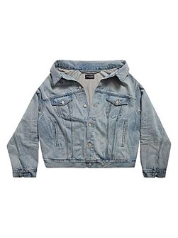 Унисекс куртка Balenciaga из денима с эффектом селведж, 100% хлопок, сделано в Японии 11008782