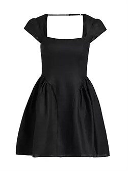 Reformation Льняное мини-платье Oaklyn с квадратным вырезом и короткими рукавами, 100% лен 10042433