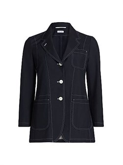 Пиджак из Италии Thom Browne с отложным воротником и удлиненными накладными карманами, 50% шерсть 11023467