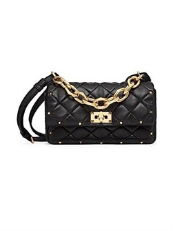 Valentino Garavani Сумка Rockstud Spike из нубука в стиле пэчворк с регулируемым ремешком, 23x17x7 см 11009354