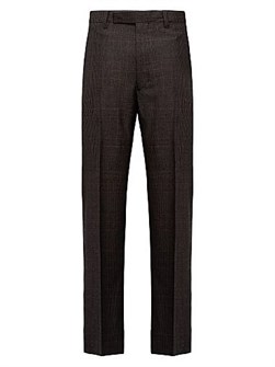 Шерстяные широкие брюки Prince of Wales от Prada с мягким силуэтом и застежкой на молнии 11012243