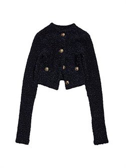 Укороченный кардиган Balenciaga, выполненный из хлопкового трикотажа, с круглым вырезом, на 5 кнопках, Италия 11028204