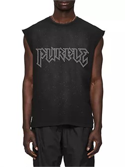 Purple Мускулистая майка без рукавов из текстурного хлопкового джерси фиолетового цвета с логотипом и рукавами реглан 10041845