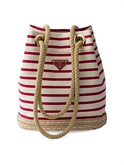 Prada Компактная сумка-ведро из ткани с хлопковыми ручками, металлической фурнитурой и карманом на молнии 11011944