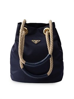 Prada Маленькая сумка-бакет Mariner из переработанного нейлона с шнурковыми ручками и карманом на молнии 11030218