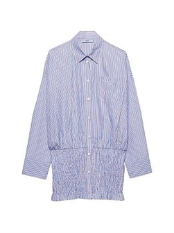 Приталенная полосатая рубашка Prada из 100% хлопка с воротником и застежкой на пуговицы 11011467