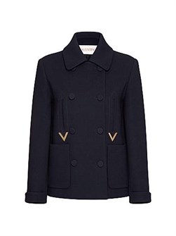 Valentino Garavani Пальто из текстурного двойного крепа Valentino с деталями V на карманах 11009326