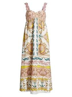 Макси-платье с карманами и нежным вырезом Maritime Magic от Farm Rio, без рукавов, 55% лен, 45% вискоза 11026256