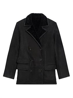 Переворачиваемое пальто-пиджак Theory из 100% ягнячьей кожи с двойной застёжкой и длинными рукавами 11027542