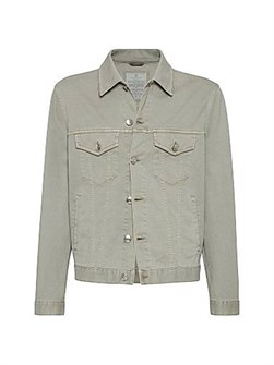 Куртка из лёгкого денима с четырьмя карманами и металлизированной застёжкой Brunello Cucinelli, с регулируемой посадкой 11028458