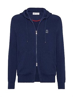 Хлопковое худи с капюшоном Brunello Cucinelli и двусторонней молнией и логотипом, Италия 11029937