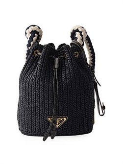 Prada Мини-сумка-ведро из трикотажа с хлопковой ручкой и съемным кожаным ремнем 11013335