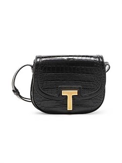 Tom Ford Миниатюрная кожаная сумка через плечо с крокодиловой текстурой и регулируемым ремнем 11023589