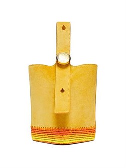 Loewe Сумка-ведро мини с рукавом из замши и рафии, с регулируемым плечевым ремнем и застежкой на магните 11009550