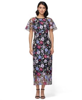 Элегантное миди-платье с короткими рукавами и цветочными эмблемами от JS Collections 11022091