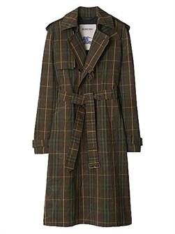 Пальто-тренч из хлопка с клетчатым принтом, лонгсливами и поясом от Burberry 11019959