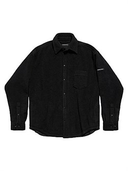 Оверсайз рубашка с начёсом Balenciaga из плюшевого полиэстера с воротником на пуговицах и нагрудным карманом, Италия 11024515