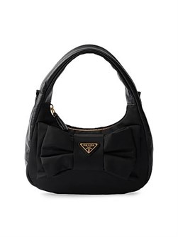Prada Мини-сумка из Re-Nylon и наппы с большим бантом, размер 22х13х7 см, с регулируемым ремнем 11030983