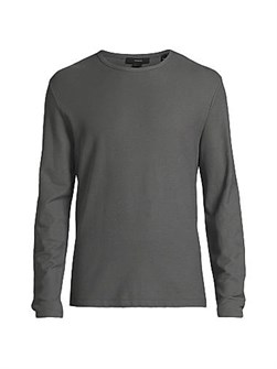 Футболка Vince из пикетного хлопка, с круглым вырезом и длинными рукавами, 100% хлопок 11014360