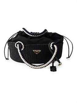 Prada Маленькая вискозная сумка с крючковой ручкой, съемным кожаным брелоком и внутренней сумкой на шнурке 11008443