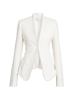 McQueen Frayed Trim Single-Breasted Wool Jacket 11011494
