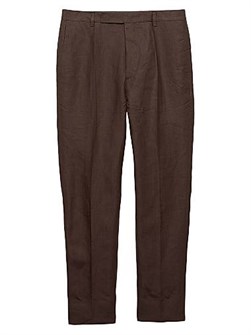 Классические льняные брюки Prada приталенного силуэта со скрытой застежкой на пуговице 11013467