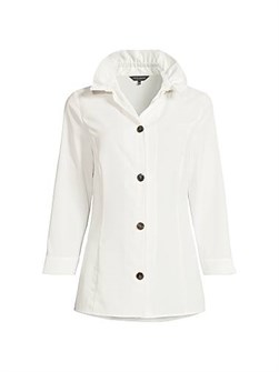 Блузка из крепа де шайн с рюшами на воротнике, застёжкой на пуговицы и рукавами-браслетами от Ming Wang 11009745