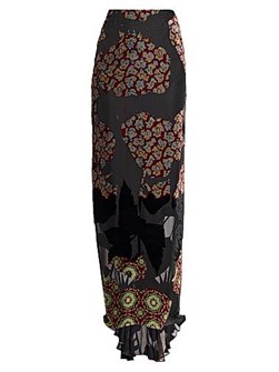 Яркая макси-юбка с рюшами и узором пейсли от Dries Van Noten, 89% вискоза/11% шелк 11013978