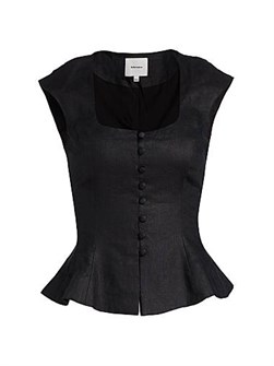 Льняной топ Paolina с жабо и поясом от Reformation, 100% лен 11011221