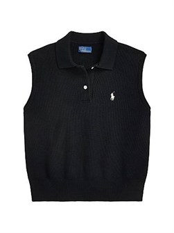 Укороченная поло без рукавов из стрейчевого хлопка от Polo Ralph Lauren с вышитым логотипом 11011405