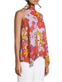 Лёгкая шифоновая блуза без рукавов Ungaro Monica с ярким цветочным принтом и завязкой на шее 11025392