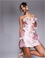 Розовое мини-платье от ASOS LUXE с бретелями и бантиками, идеальное для мероприятий 11008307