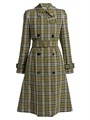Тренчкот из льна с клетчатым узором от Burberry: прямой силуэт, длинные рукава, с поясом 11024639