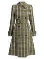 Тренчкот из льна с клетчатым узором от Burberry: прямой силуэт, длинные рукава, с поясом 11024639