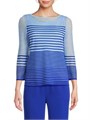 Прозрачная полосатая туника-лонгслив из мягкой пряжи Ming Wang с воротником лодочкой и рукавами три четверти 11009728
