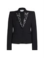 Шелковый жакет McQueen с вышитыми лацканами и структурированными плечами 11018614