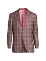 Пиджак Isaia в клетку из 100% шерсти с двумя пуговицами, лацканами и боковыми накладными карманами 11011450